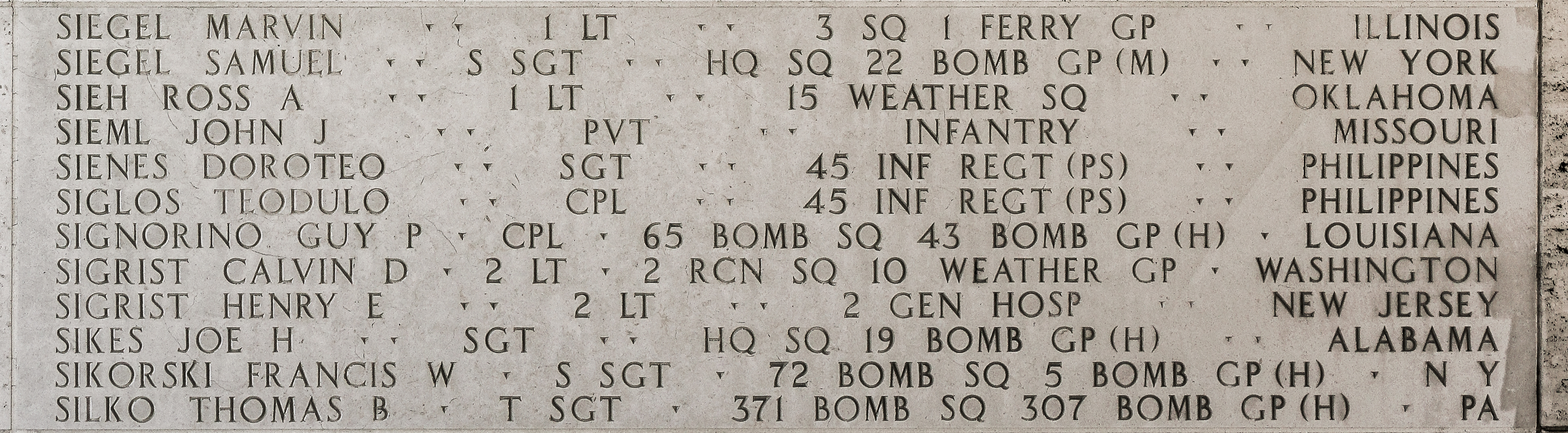 Ross A. Sieh, First Lieutenant